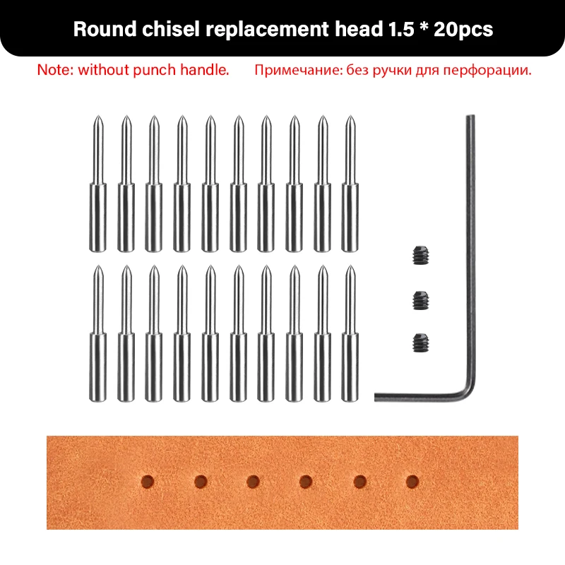 WUTA 3e generatie lederen punch huidponsen hoofd vervangbaar prikijzer verwijderbare diamant olijf rond gat Franse stijl beitel DIY lederen hobbygereedschappen leergereedschap