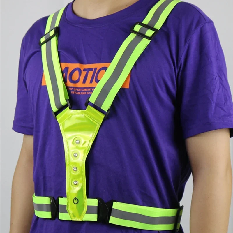 Night Running Reflective Clothes Outdoor Sport Light Reflective Strap Vest Safe USB Charging LED Night Lamp Cycling Accessories