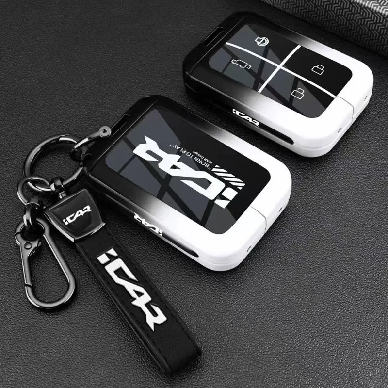 NFC Card Cover for Chery ICAR V27 (New Energy), Heavy Duty Metal KeyCase Shell with Keychain, Anti-Bend & Scratch Proof