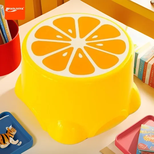 Aoliviya Plastic Stool Fruit Children's Cute Plastic round Stool Bathroom Bench Cartoon Low Stool Creative Padded Chair