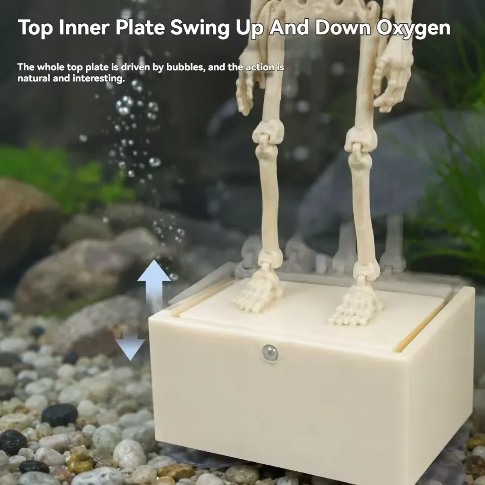 Blasenbetriebenes Bewegliches Tanzendes Skelett-Ornament, Lustige Halloween-Aquarium-Dekoration für Süß- und Salzwasser-Aquarien – Detail 5