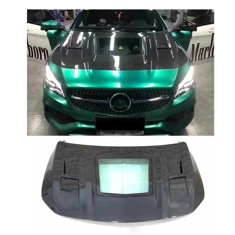 

2013-2016 Mercedes CLA Class W117 Style Wet Carbon Fiber Hood Transparent Glass Exterior Accessories for W117 Car