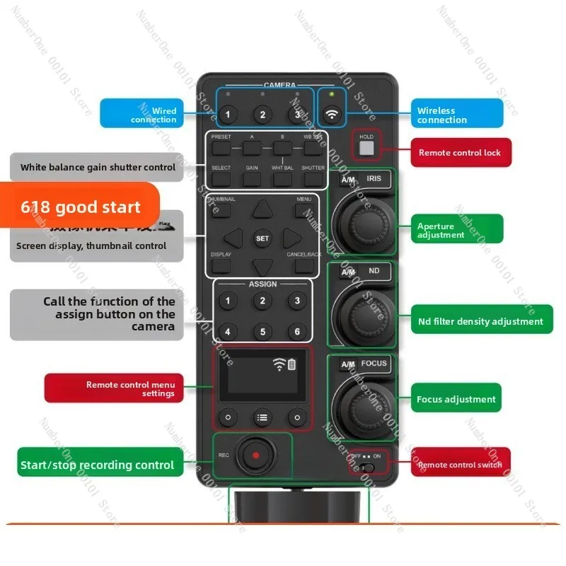 For Sony Camera Wireless Zoom Controller with Aperture Shutter Control White Balance for Z280V Z200 FX6
