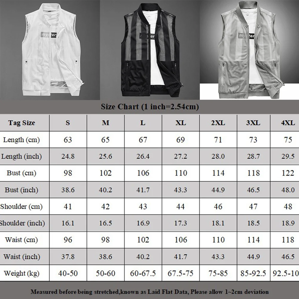 Men Vest Breathable Vest Comfortable Jacket Multi-Pocket Outdoor Fishing Hiking Polyester Quick-Dry Men Fashion