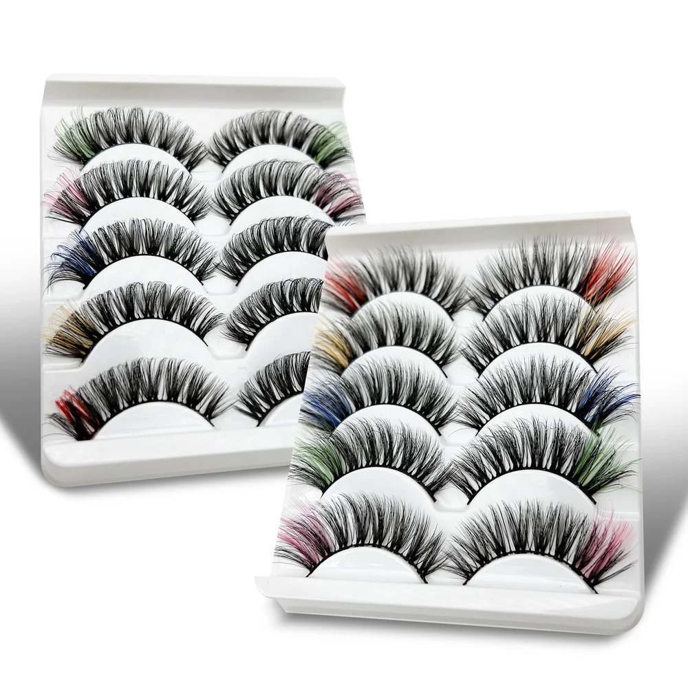 2022 Nieuwste Kleurrijke 3D Mink Wimpers 100% Mink Wimpers Mix Kleur Roze Blauw Rood Wit Valse Wimpers Pluizige Zachte Cilias vendor