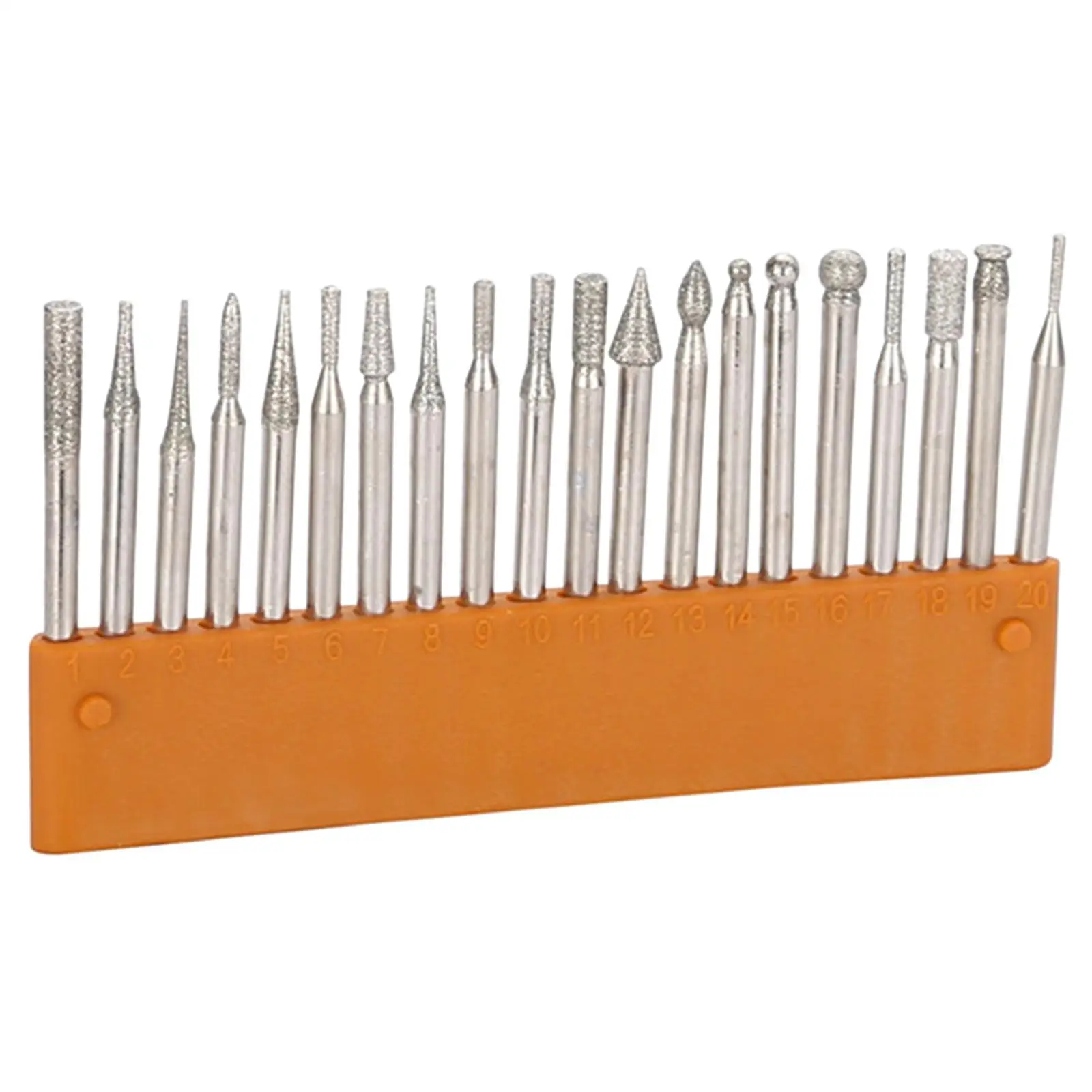 

20 Pieces 3mm Shank Diamond Burr Drill Bit Set Accessories Polishing Rotary Point Head for Engraving Carving Grinding