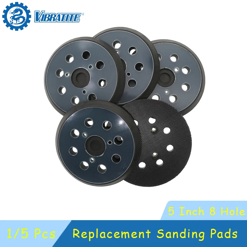1/5 Pcs 5 Inch 8 Hole Replacement Sander Pads 125MM Hook and Loop Sanding Disc Pad for Sanding and Polishing Metal Car Wood