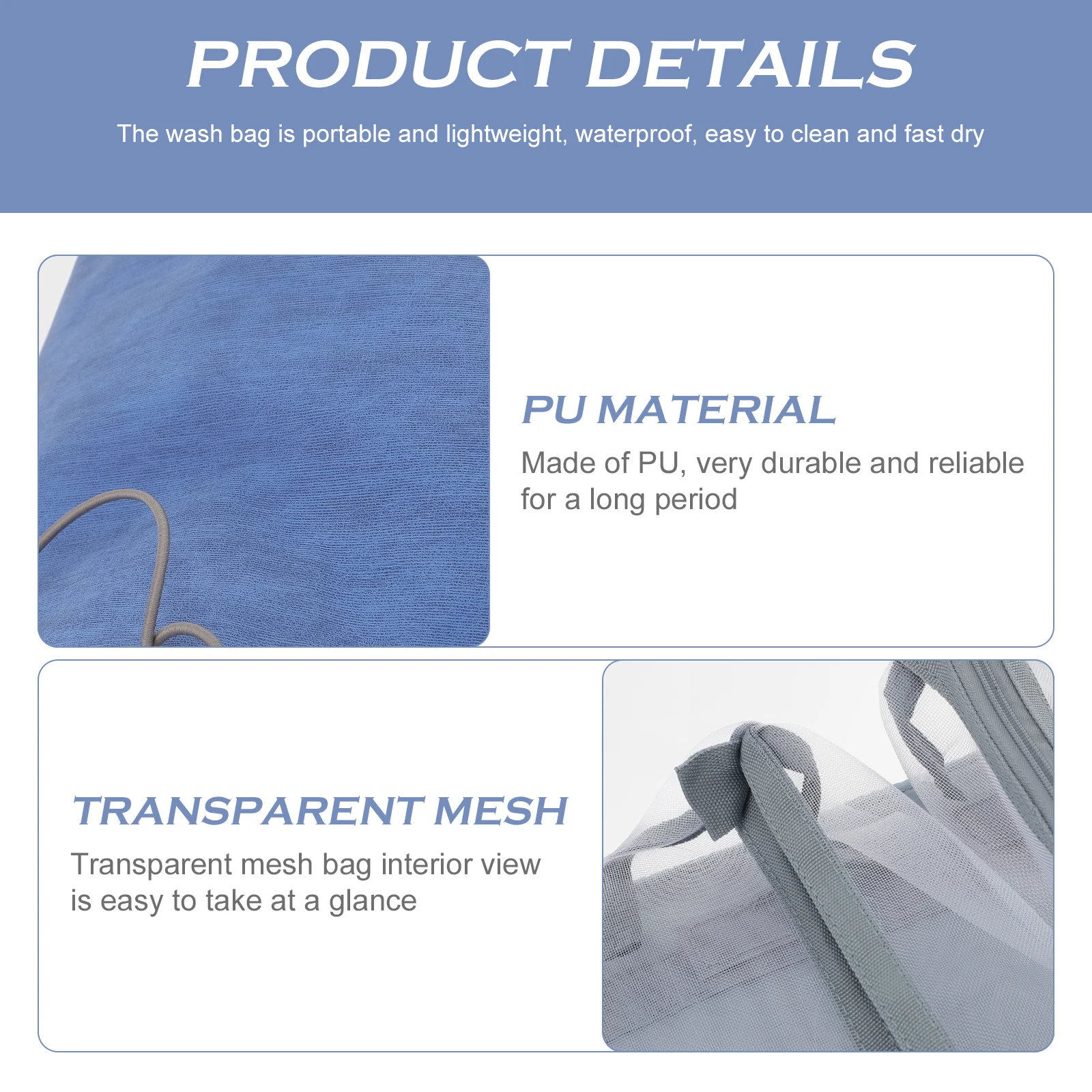 

Foldable 4-in-1 Detachable Makeup Bag Roll-Up Design PU Resistant Fabric Hanging Pouch with Adjustable Strap Toiletry