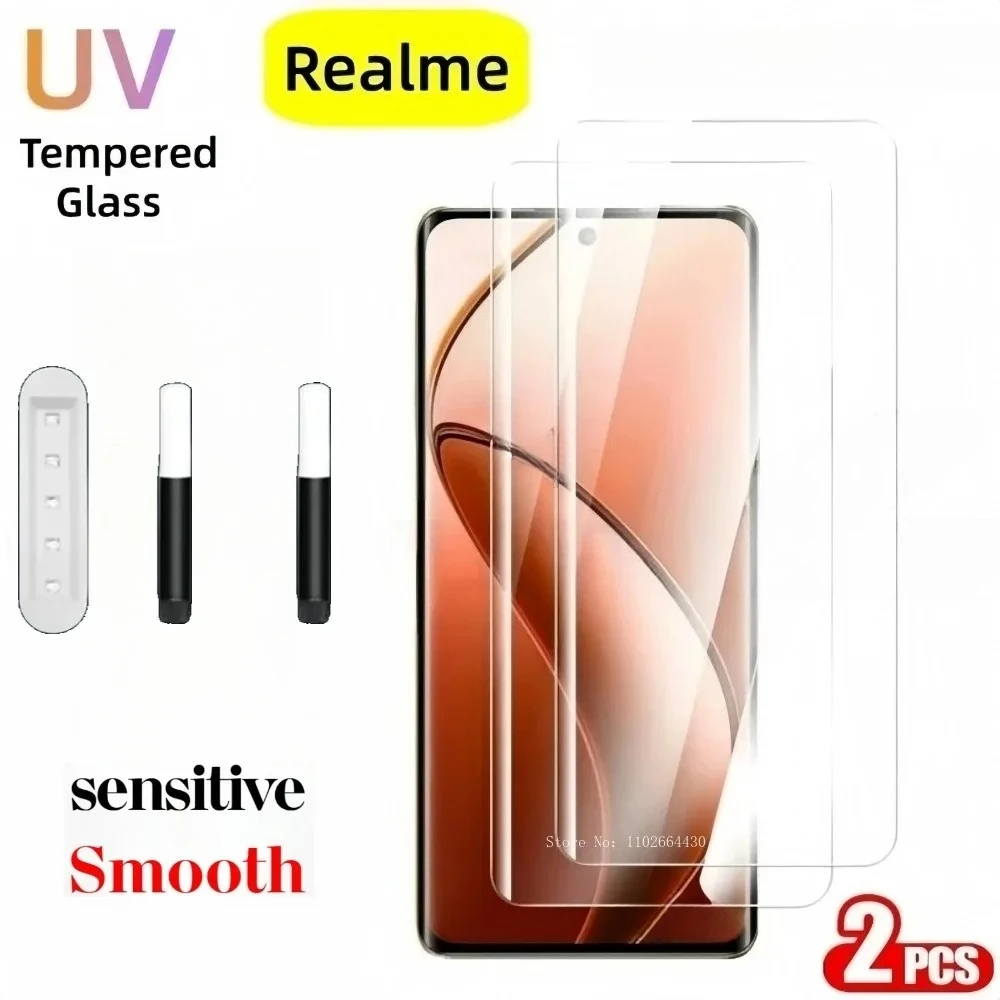 2Pcs UV Tempered Glass For Realme GT 8 7 Pro Racin GT 6 T GT Neo 6 SE Screen Protector For Realme 15 Lite 14 12 11 10 Pro Plus