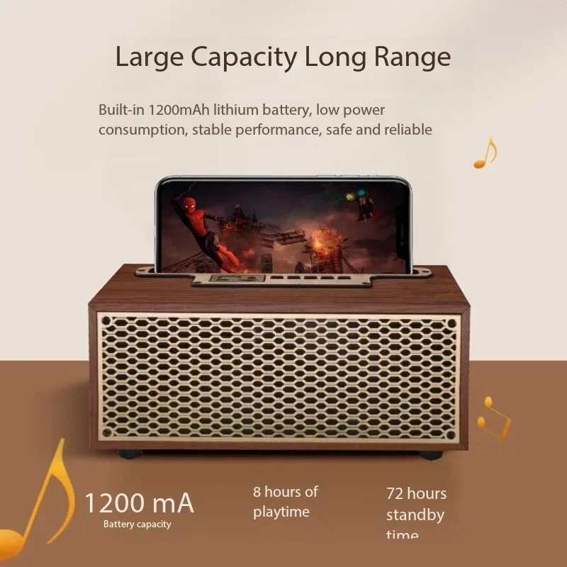 المحمولة FM/AM/SW خمر الخشب الحبوب سمّاعات بلوتوث TWS مضخم صوت لاسلكي راديو FM هدية ستيريو حامل هاتف المحمول Soundbox #3