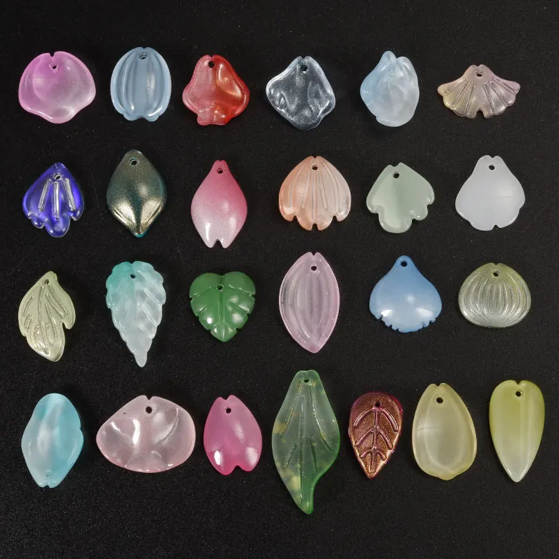 30/50/100pcs Leaf Shape Glass Beads Fashion Lampwork Spacer Crystal Beads For Jewelry Making Handmade Crafts Diy Necklace