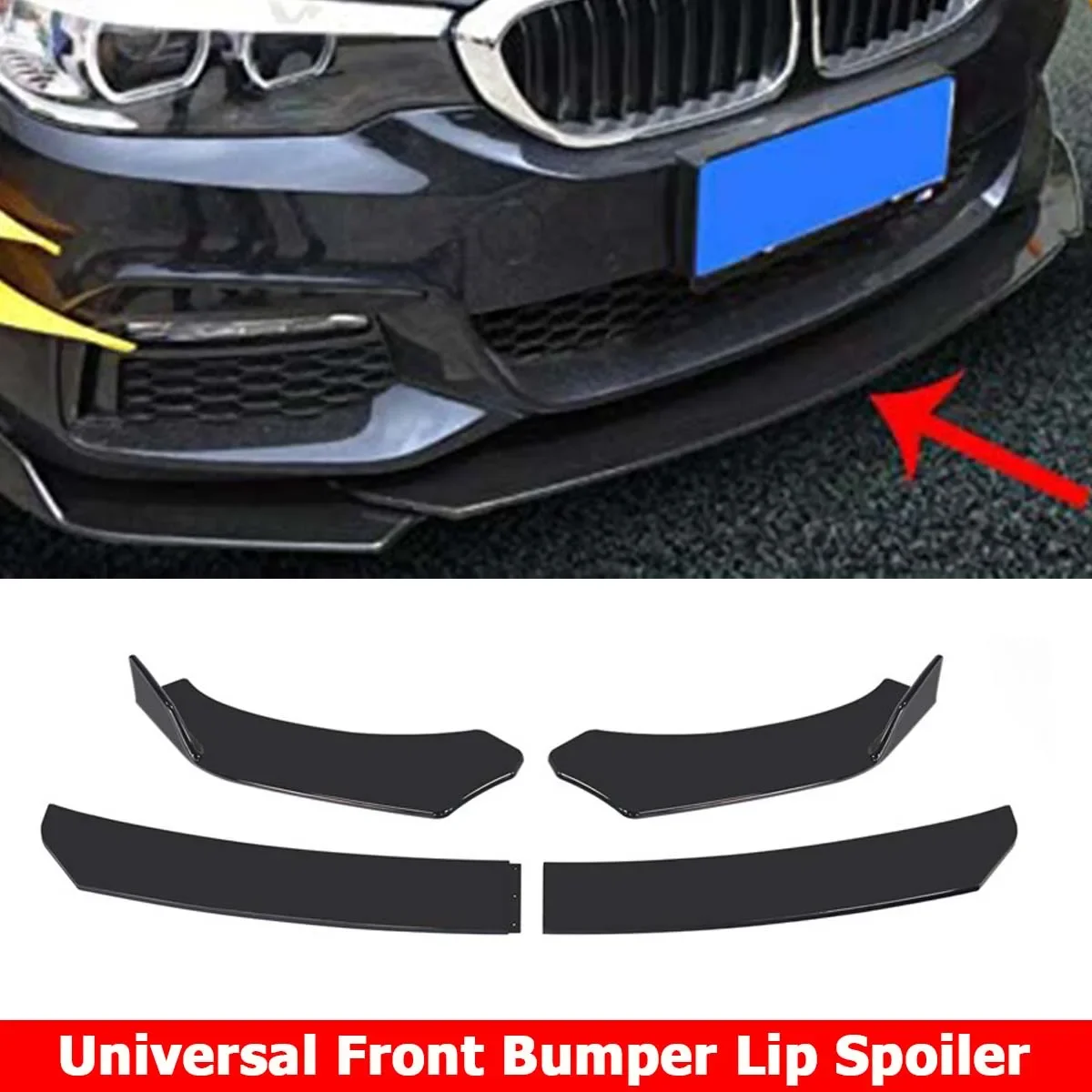 Universal Front Bumper Lip Splitter Spoiler For Golf 5 6 7 BMW F30 F36 F48 E46 E92 For Audi A1 A3 A4 S3 S4 Q3 Car Accessories