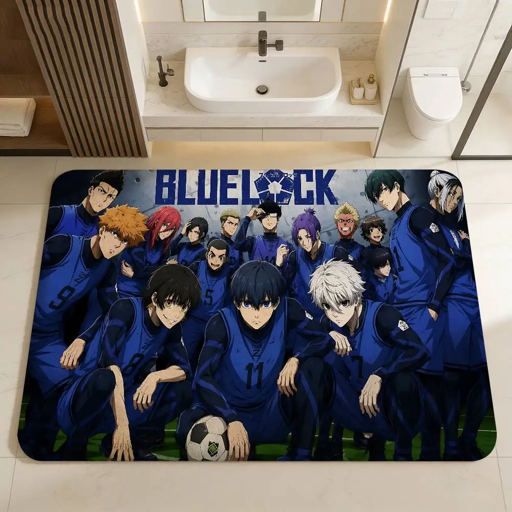 Hot Anime B-BLue L-Lock Bathroom Mat Anti-slip Absorb Water Long Strip Cushion Bedroon Mat Welcome Doormat