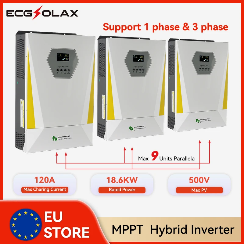 ECGSOLAX 18.6KW Solar Hybrid Inverter 48V 220V With Mppt 120A Charging Controller Off-grid Solar Inverter Parallel 3 Phase 380V