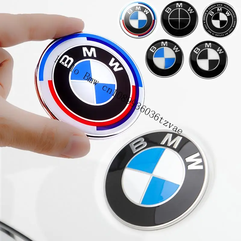 Front Bonnet Logo BMW Hood Emblem 82mm 81mm Rear Trunk Badge 74mm Wheel Center Caps 68mm 56mm Steering Wheel Sticker 45mm 46mm