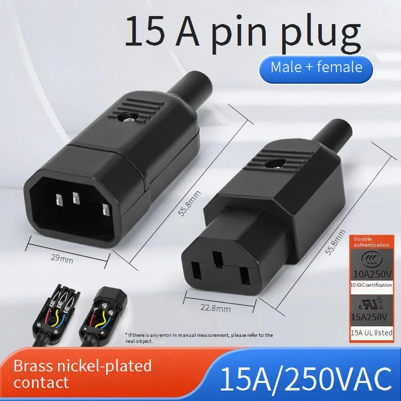 

Black Elbow C15 Power Cord Wiring Power Plug Assemble IEC Connector Outlet PDU UPS Electrical AC Socket Plug 10A 250V