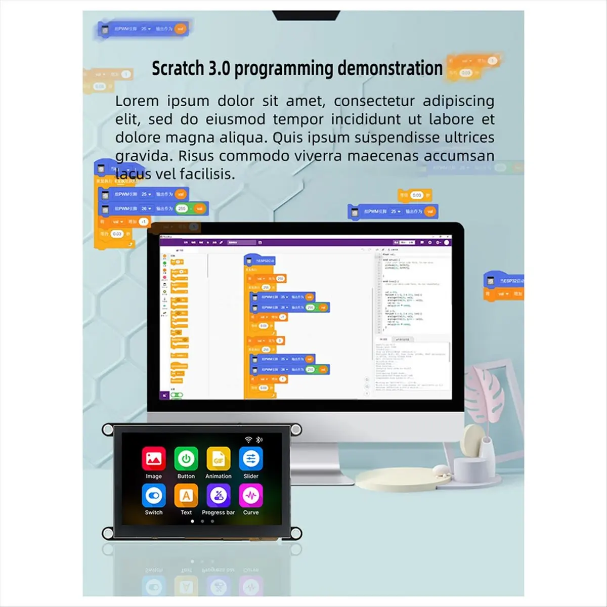 A14G - 8M PSRAM 4M FLASH 4.3 Inch IPS 480x270 HD LCD Display Module WiFi Bluetooth 240Mhz LX6 MCU for LVGL(A)