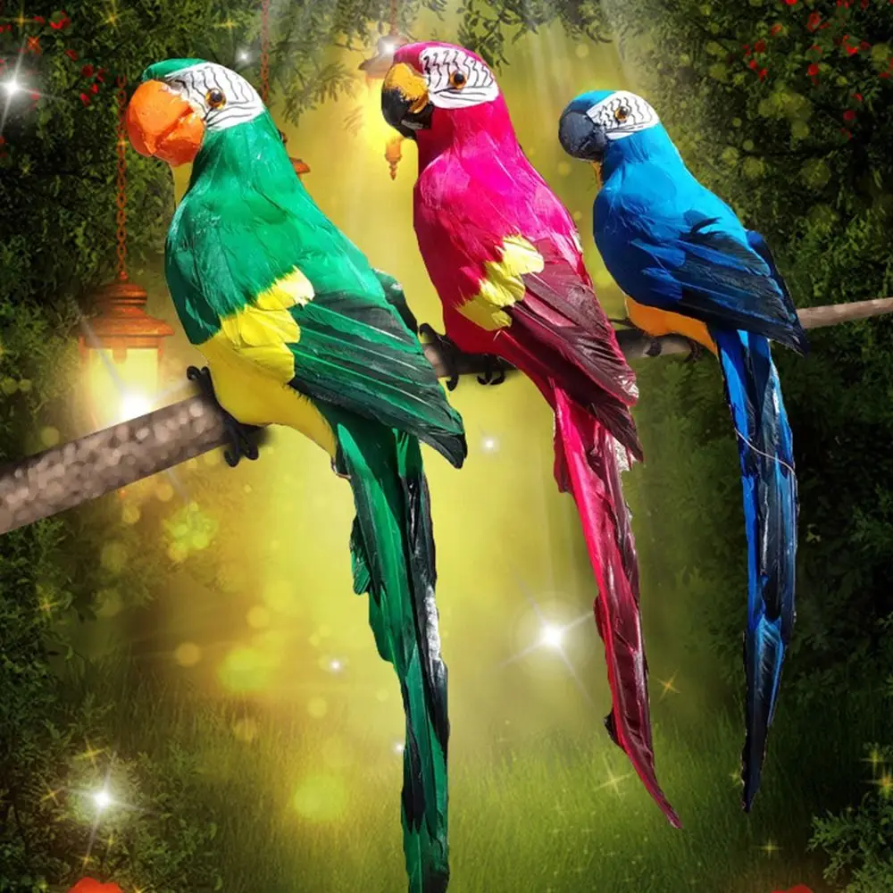 25cm/35cm/45cm/60cm Simulation Parrot Foam Multicolor Artificial Bird Model Photo Props Garden Decorative Bird Home Decoration