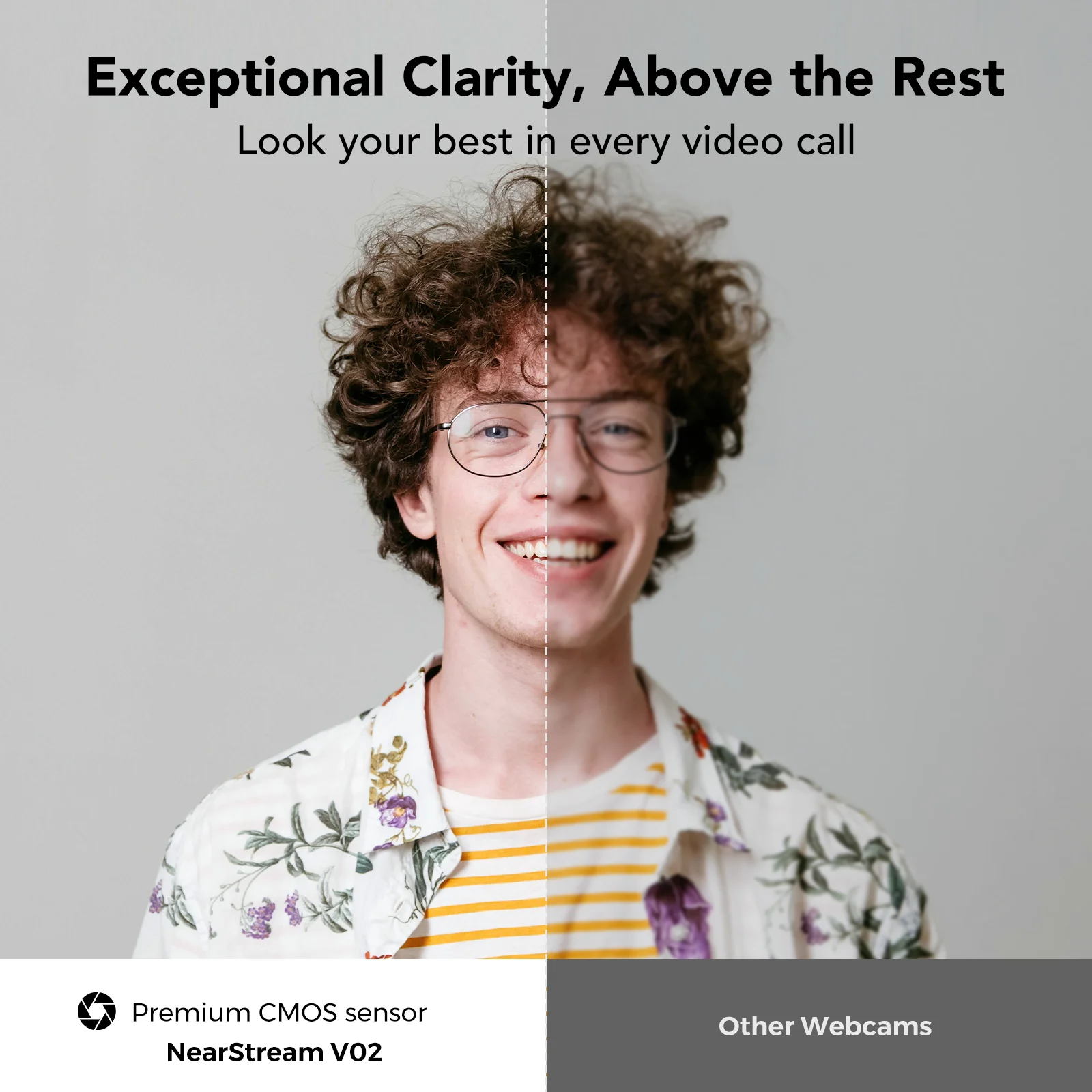 كاميرا ويب NearStream 1080P@60FPS USB مع برنامج ميكروفون لإلغاء الضوضاء AI كاميرا كمبيوتر بتركيز تلقائي مع ميكروفون توصيل وتشغيل