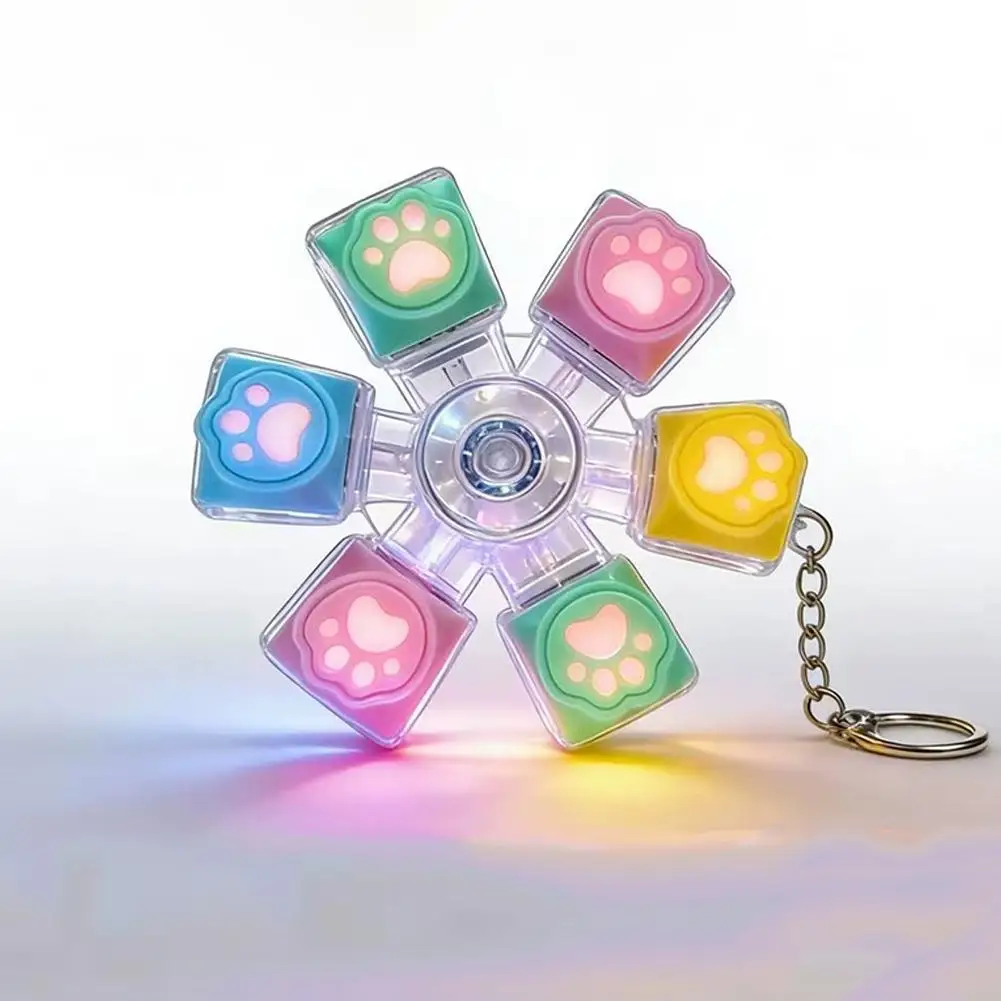 Chaveiro LED em Formato de Pata de Gato com Tecla de Teclado, Brinquedo Anti-stress com Botão Clicável, Acessório de Mesa para Alívio do Estresse, Decoração de Escritório, Presente