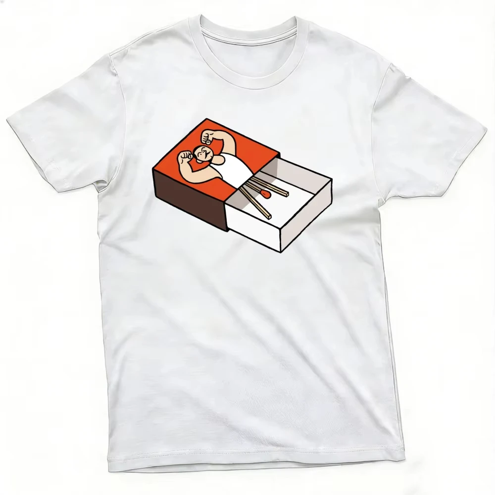 Funny Matchstick Man Sleeping Graphic T Shirt Unisex Tee Creative Irony Illustration Top Summer Office Lazy Day Funny Clothes