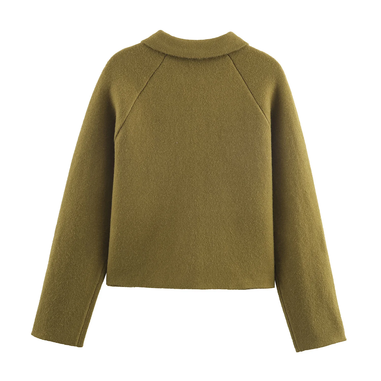 Maxdutti Women's Bomber Jacket Woman Clothes Tops Fashion Elegant Nordic Minimalist French Elegance Olive Green Knit Jacket