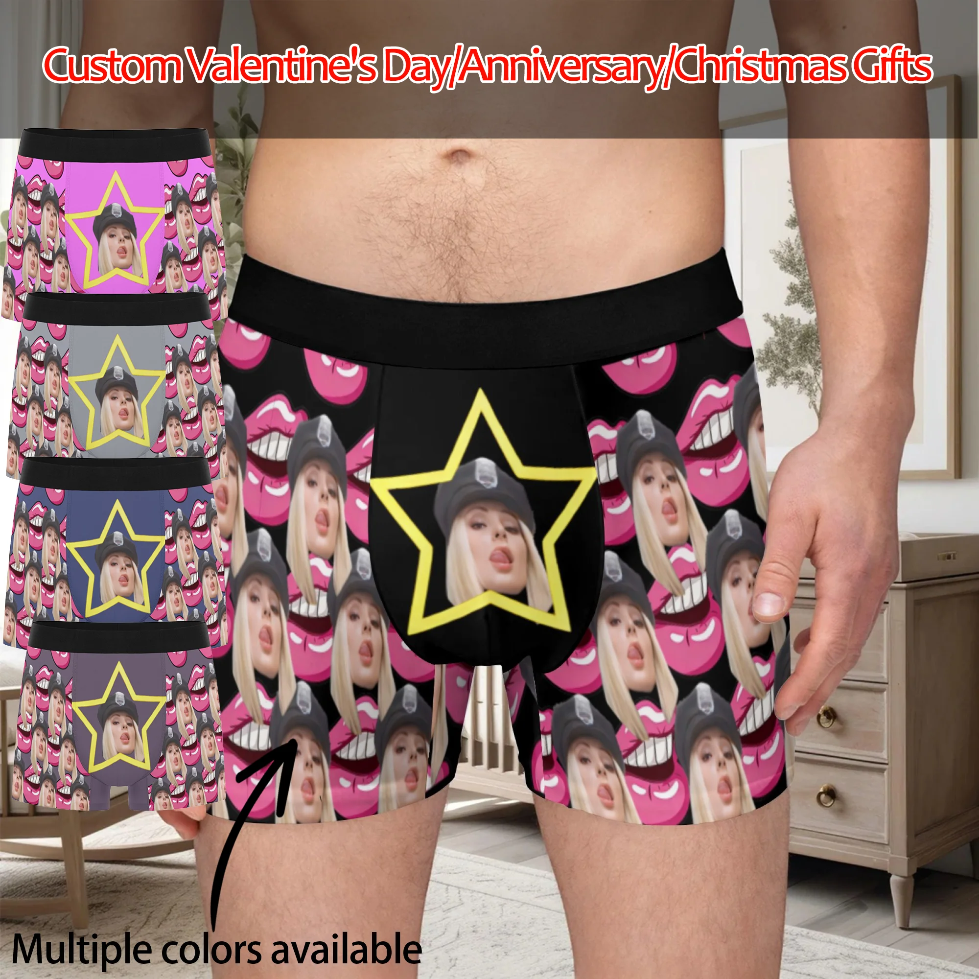 Personalized Face Photo Underwear Custom Boxer Briefs Custom Men Valentine's Day Gift For Husband Anniversary Gift for Dad