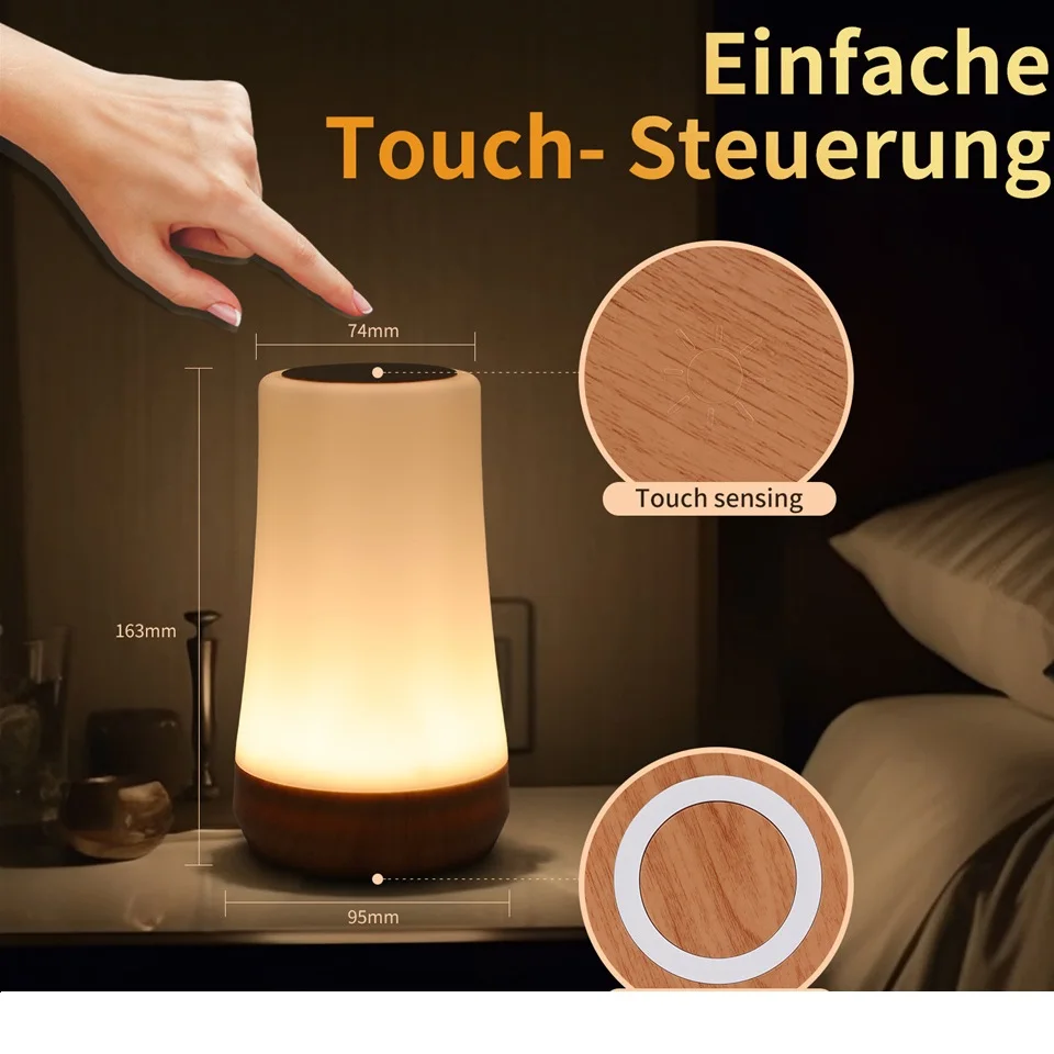 13 Color Remote Control Night Light Usb Rechargeable Atmosphere Light Woodgrain Touch Light LED Desktop Inddor Light Night Lamp