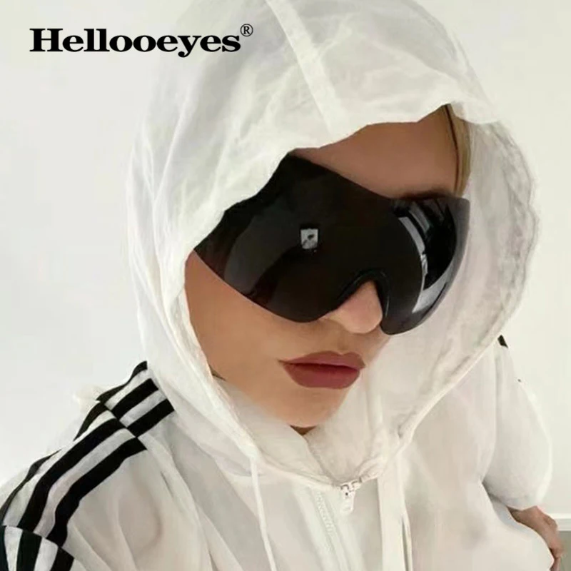 2023 Luxury Brand Oversized Sunglasses Women Men New Punk Goggle Y2K Black Sport Sun Glasses One Piece Steampunk Eyewear Shades