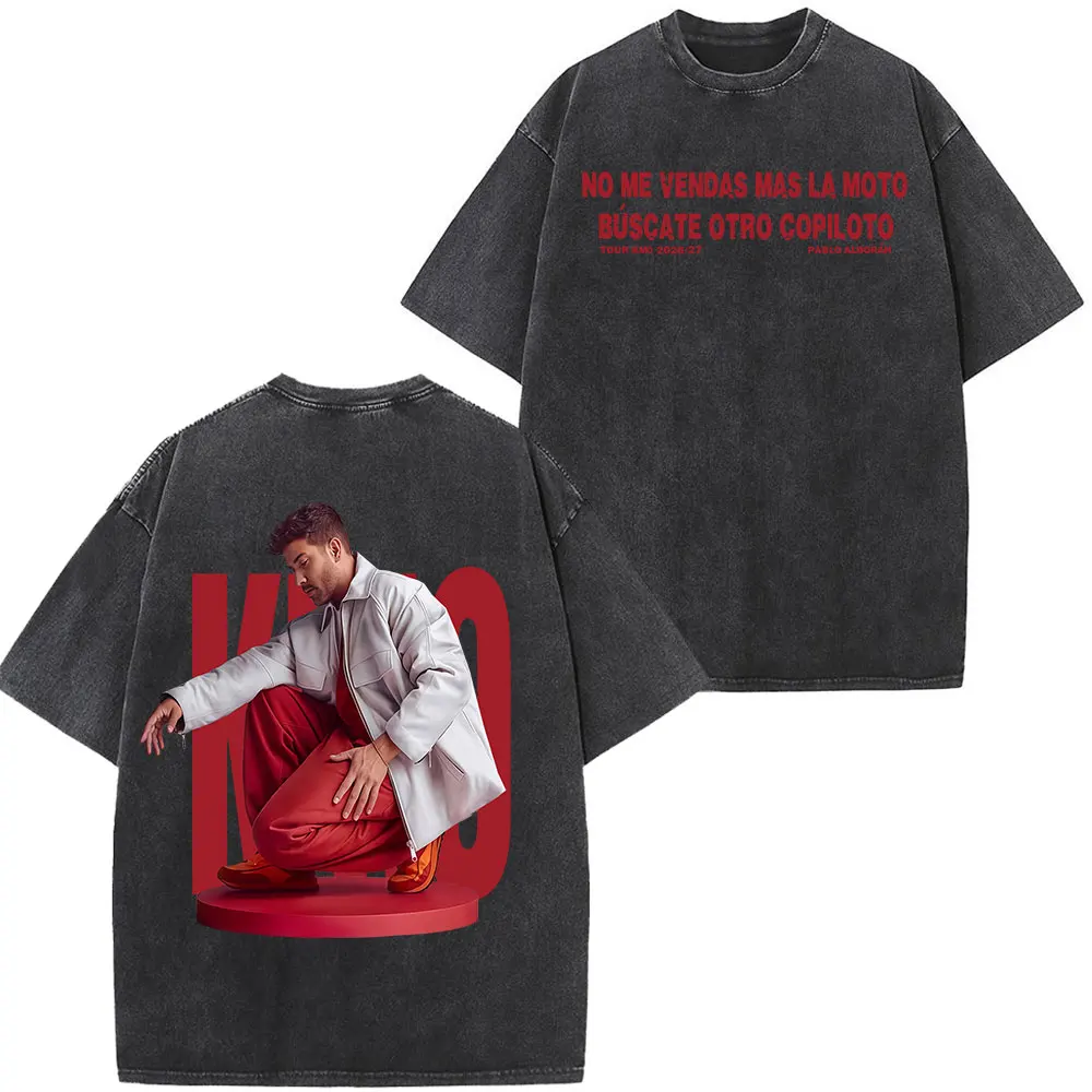 Singer Pablo Alboran Clickbait Album Cover Vintage Washed T-shirts women Harajuku Hip Hop T Shirt Casual Loose Fashion T-shirts