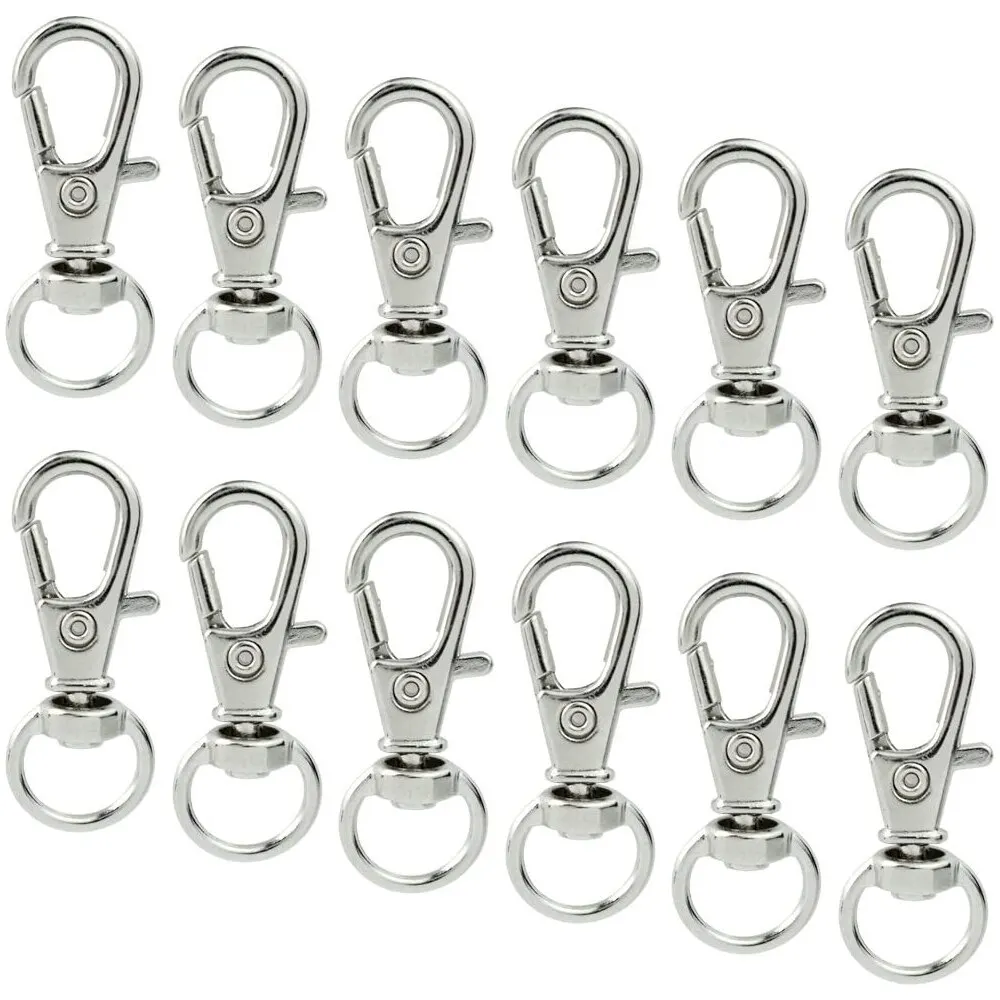 10pcs/lot Split Sliver Key Ring Swivel Lobster Hooks Clasp Connector For Bag Belt Dog Chains DIY Jewelry Making Finding Keychain