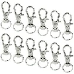 10pcs/lot Split Sliver Key Ring Swivel Lobster Hooks Clasp Connector For Bag Belt Dog Chains DIY Jewelry Making Finding Keychain