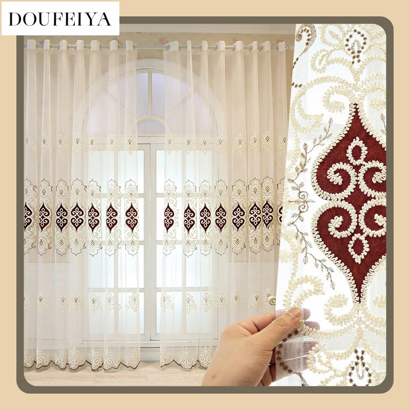 Fashion Modern Curtains Embroidered White Yarn Simple and Atmospheric Customization Curtains for Living Dining Room Bedroom