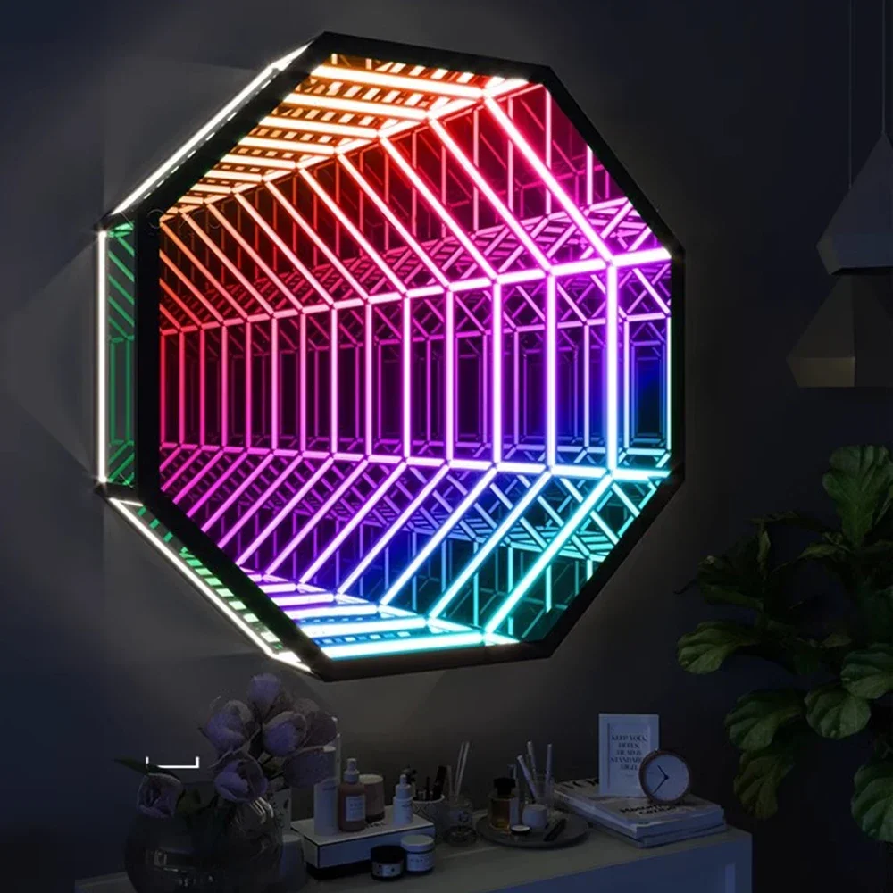 Infinity Night Light Decor Mirror Art Korean Style  Decoration Mirror Quality Creative Hanging Espejos Home Decor