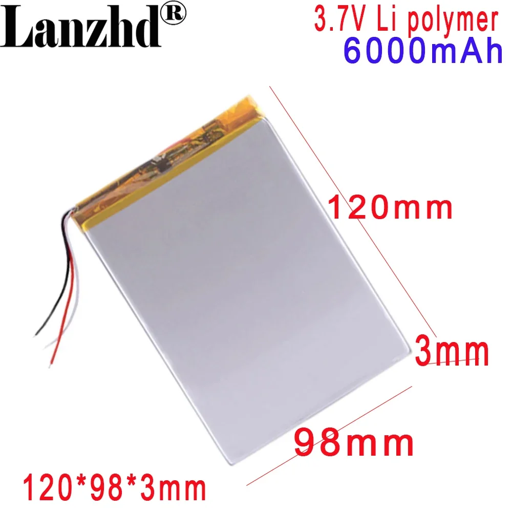 

New 3.7V 6000mAh 3098120 30100120 For tablet battery each brand tablet universal Tablet PC Battery 120*98*3mm