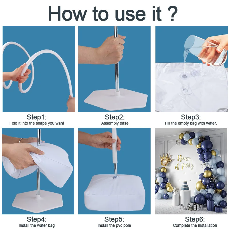 حامل بالون منحني مجاني بإطار قوس نصف قوس مع مجموعة قاعدة لتزيين حفلات الزفاف وأعياد الميلاد وحفلات استقبال المولود الجديد