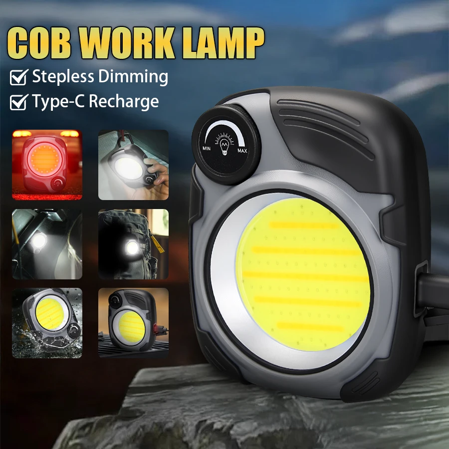 

D2 Built-in Battery Rechargeable Portable Work Lanterns With Magnetic/Hook Outdoor Camping Lamp Emergency Working edc Flashlight