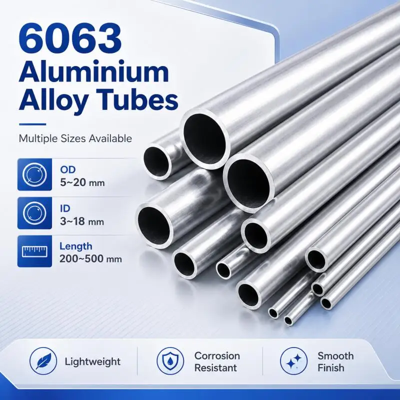 1PCS Aluminium Pipe  OD 5-20mm ID 3~18mm Straight 200mm~500mm Long Round 6063 Aluminum Alloy Tube