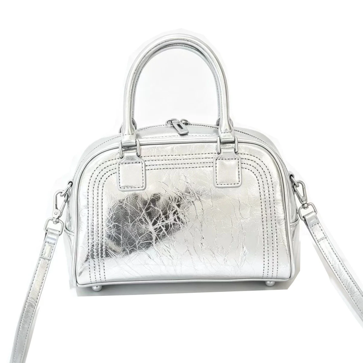 Oilwax Women Genuine Leather Handbag 2026 New Top Handle Tote Bag Vintage Cow Leather Bowling Purse