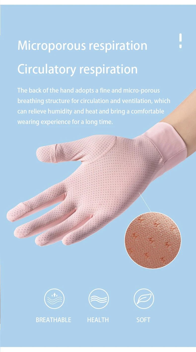 New Women Summer Anti-UV Sunscreen Ice Silk Thin Gloves Mesh Breathable Can Be Opened Fingertip Driving Mitten