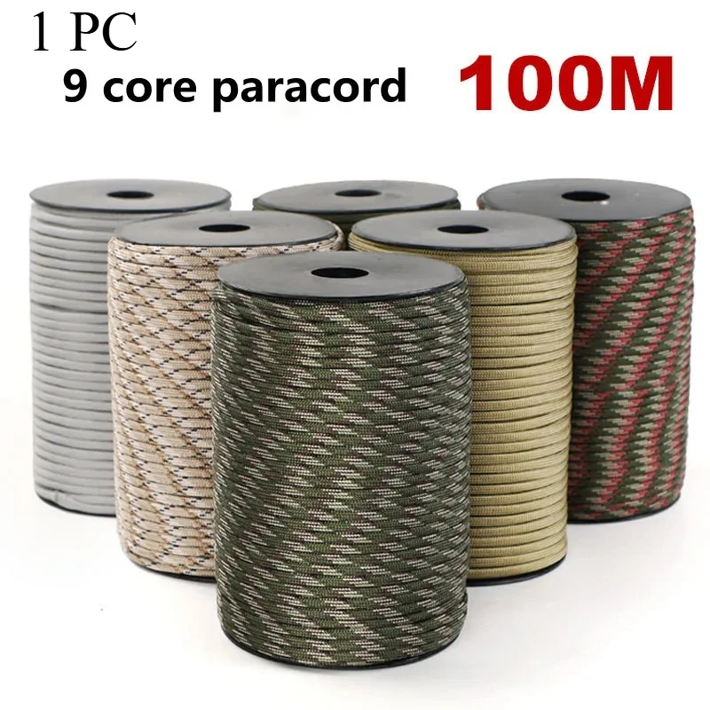 100M 9-Core Paracord Rope 4mm Outdoor Parachute Cord Survival Umbrella Tent Lanyard Strap Clothesline