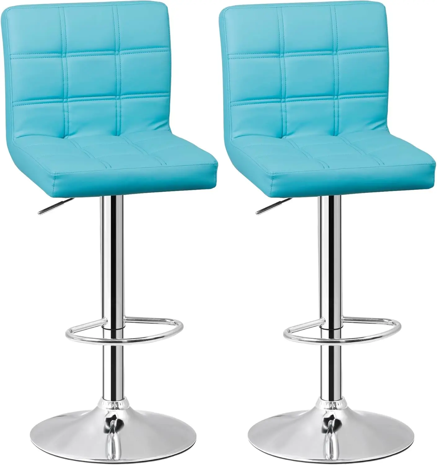 

Set Of 2 Bar Stools For Kitchen, Modern Pu Leather Swivel Adjustable Counter Height Swivel Stool With Square Ba (2, Blue)