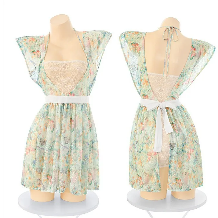 

Sexy Dress Alluring Style Wife Print Halter Neck Strap Dress Sexy Open-chest Pure Desire Sleepwear Pure Desire Casual Dress 7JIB