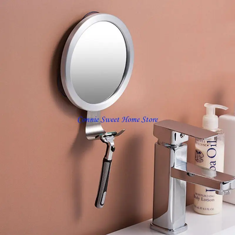 LXAF Stainless Steel Anti Fog Shower Mirror Shaving Makeup Mirrors Bathroom Supplies with Suction Cup Hook