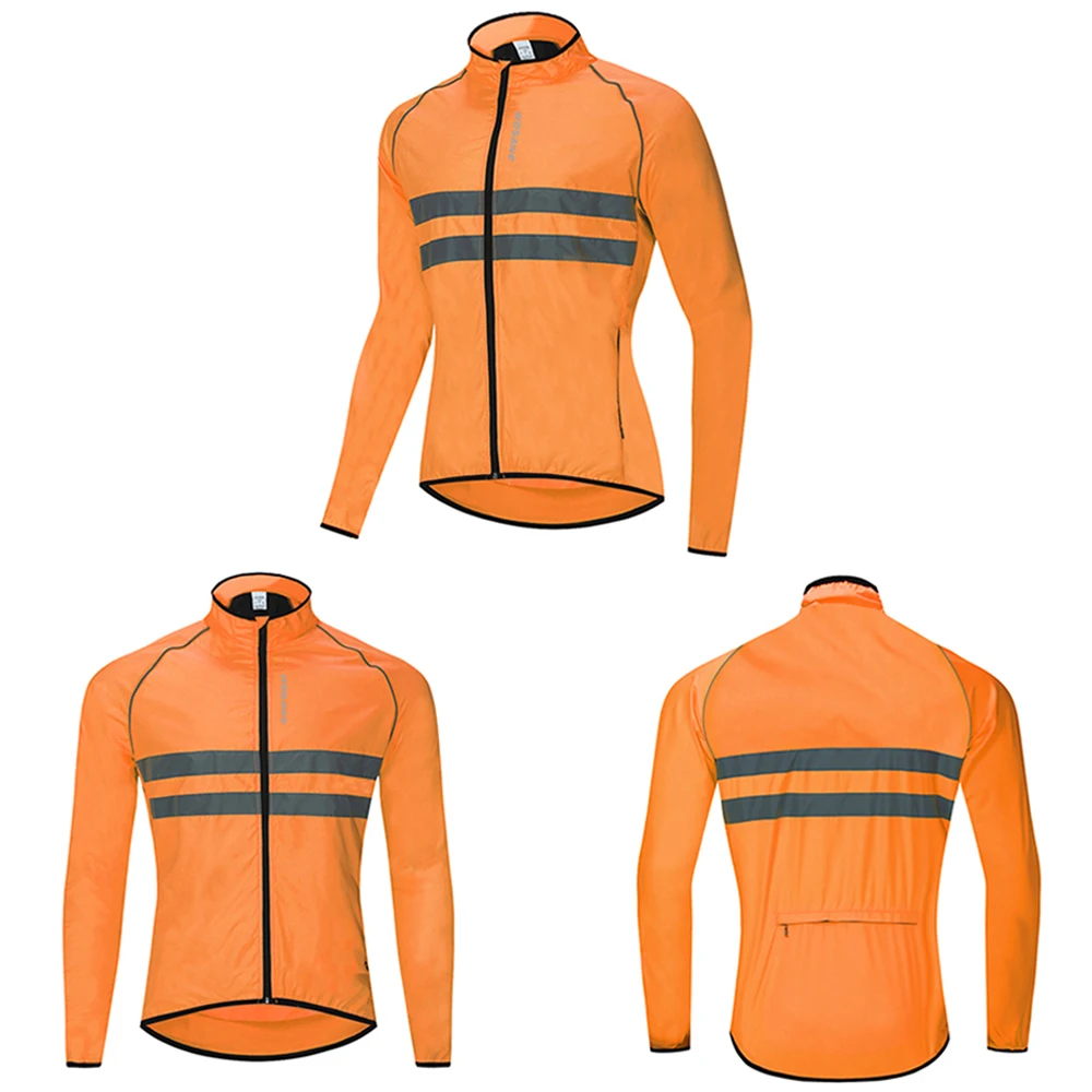 WOSAWE Cycling Jacket MTB Road Windbreaker Lightweight Quick Dry Reflective Bicycle Long Sleeve Men Mountain Bike Cycling Jersey