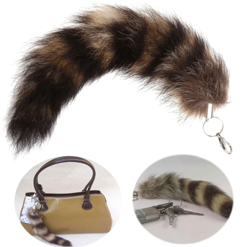 for Key Ring Raccoon Coat Tails Chain Keychain Keyring Gift New