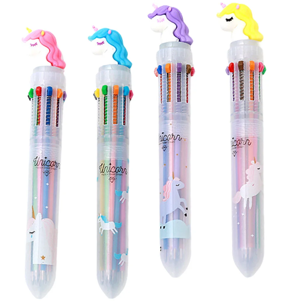 

4 Pcs Multicolor Ten Pen Fine Tip Colored Pens Ballpoint with Multiple Ink Colors Shuttle Plastic