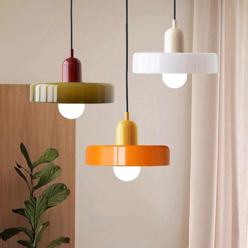 Luz colgante de cristal nórdico, lámpara de un solo cabezal de Color caramelo para sala de estar, dormitorio, estudio, comedor, Bar, accesorios