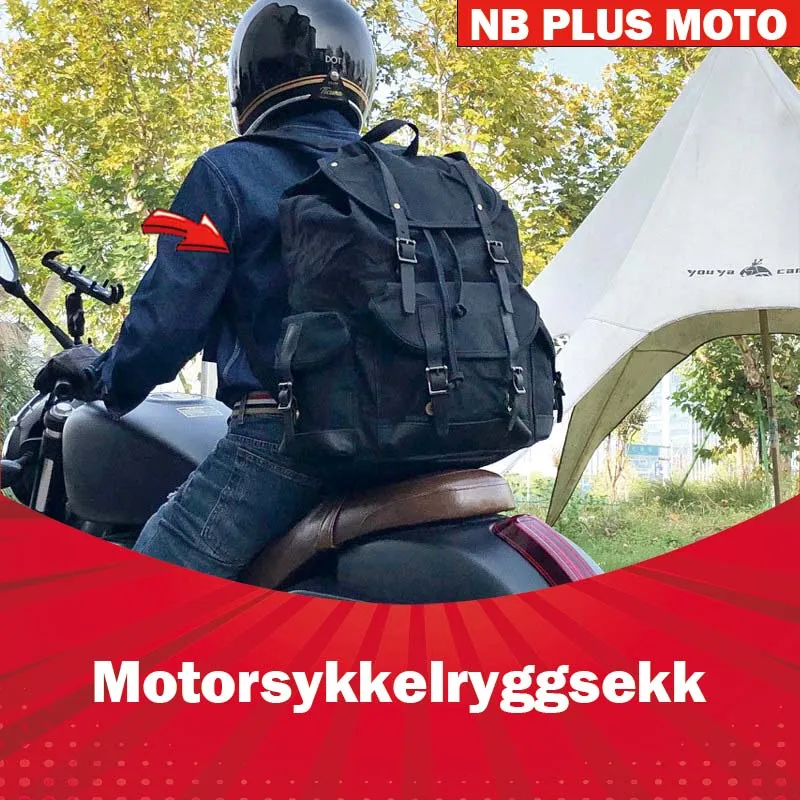 

【Premium】For Motorcycle Cycling Full Helmet Backpack Large Capacity Backpack Large Retro Waterproof Canvas Travel Helmet Motorcy