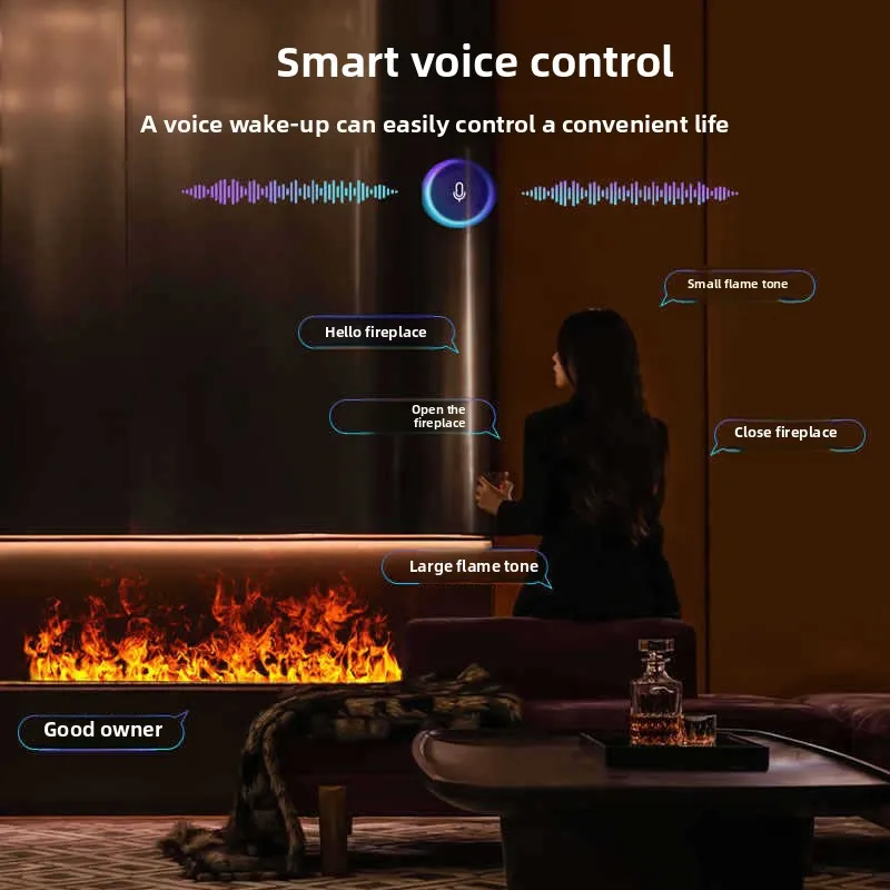 3D Digital Fireplace TV Cabinet Modern Insert Embedded Artificial Flame Remote Control Easy Installation Living Room Villas
